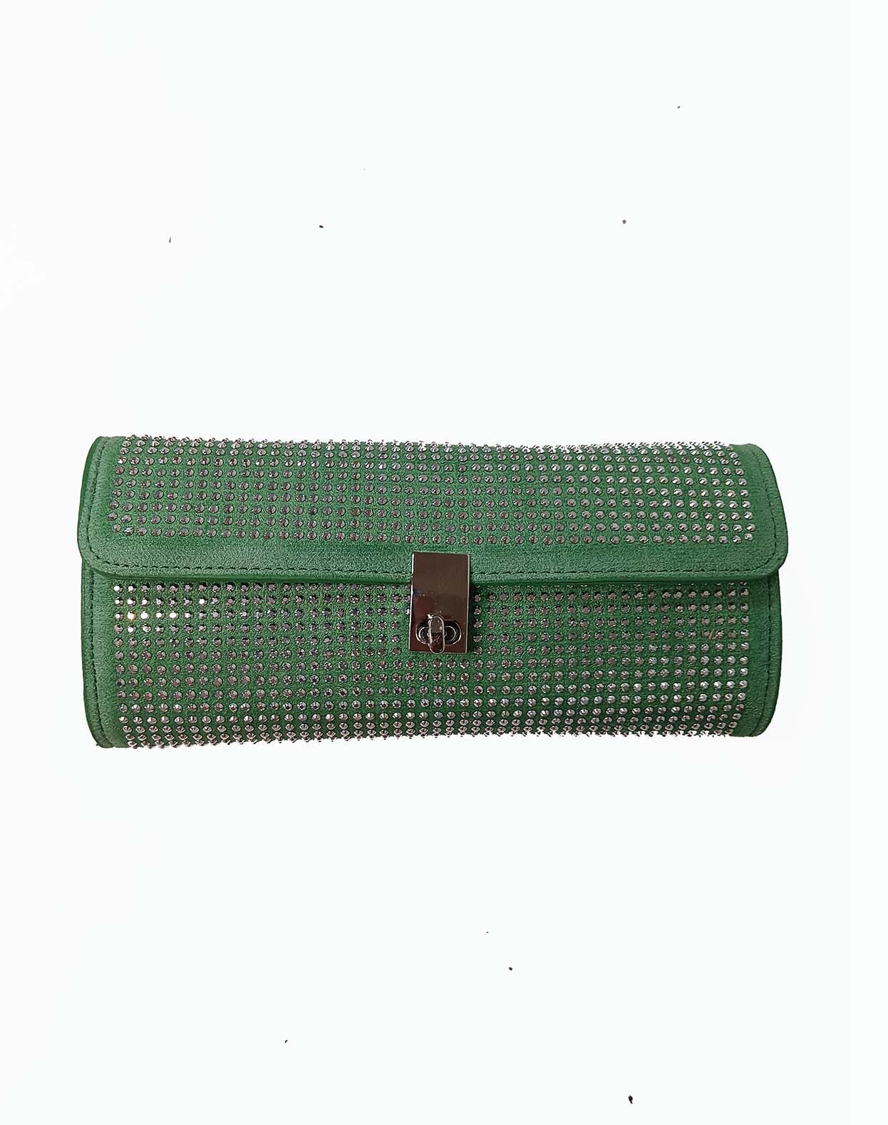 Studded Handbag cum clutch with Silver Chain Accent