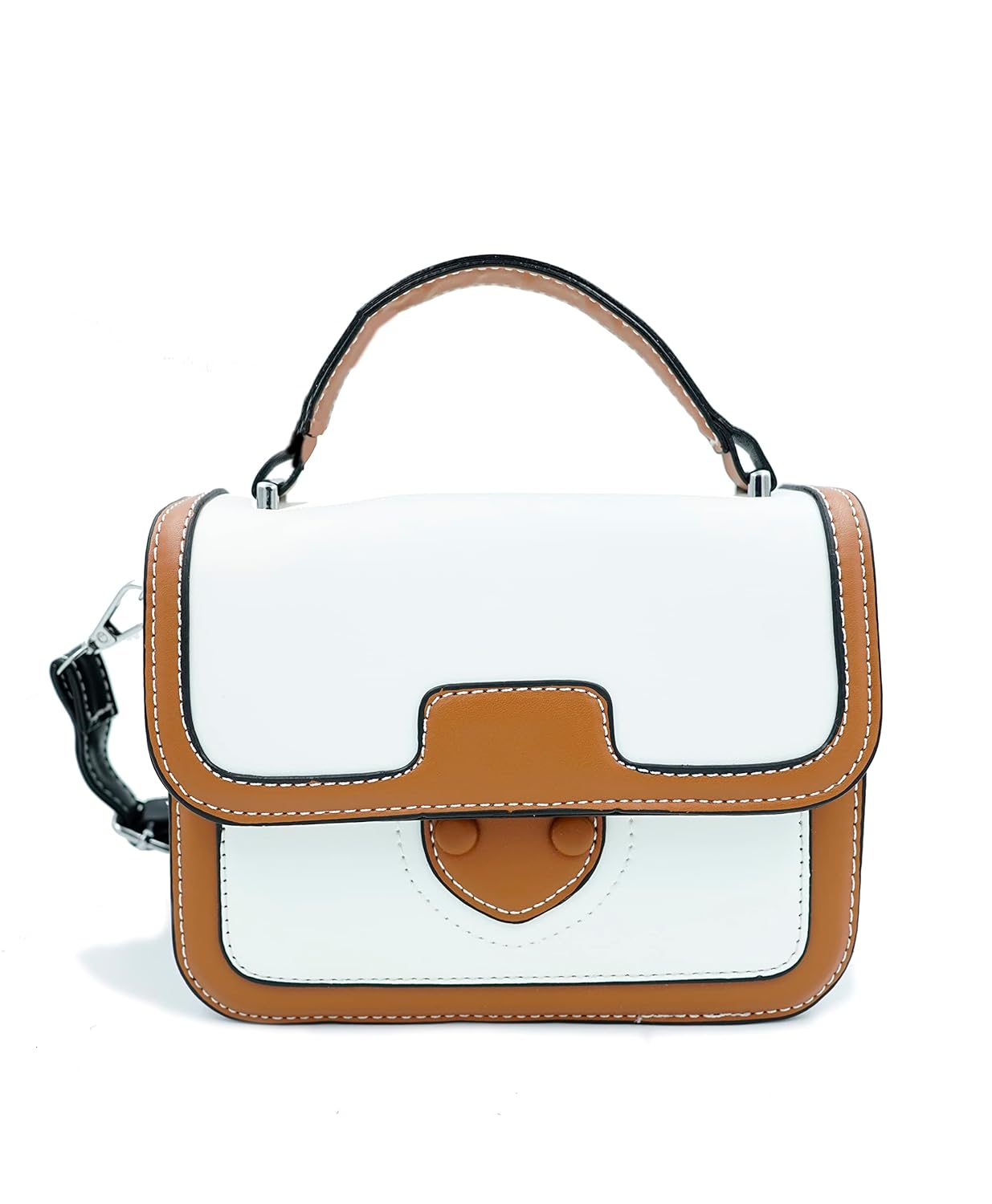 Contrast color Satchel cum Sling Bag with detachable adjustable strap