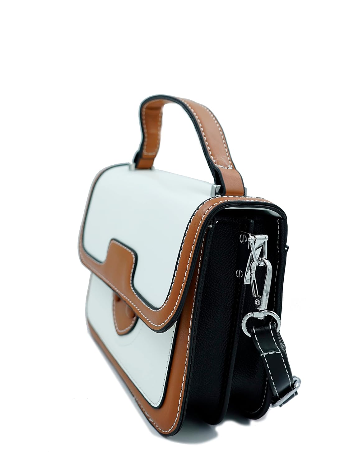 Contrast color Satchel cum Sling Bag with detachable adjustable strap