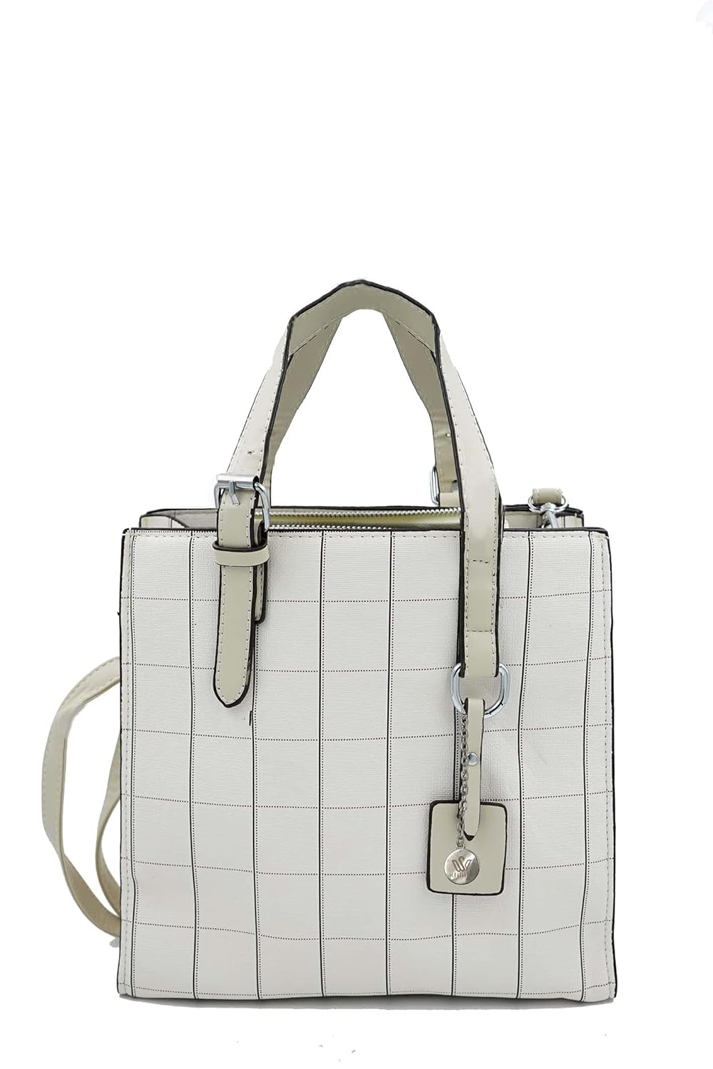 Textured-Checkered or Striped Handbag with crossbody strap