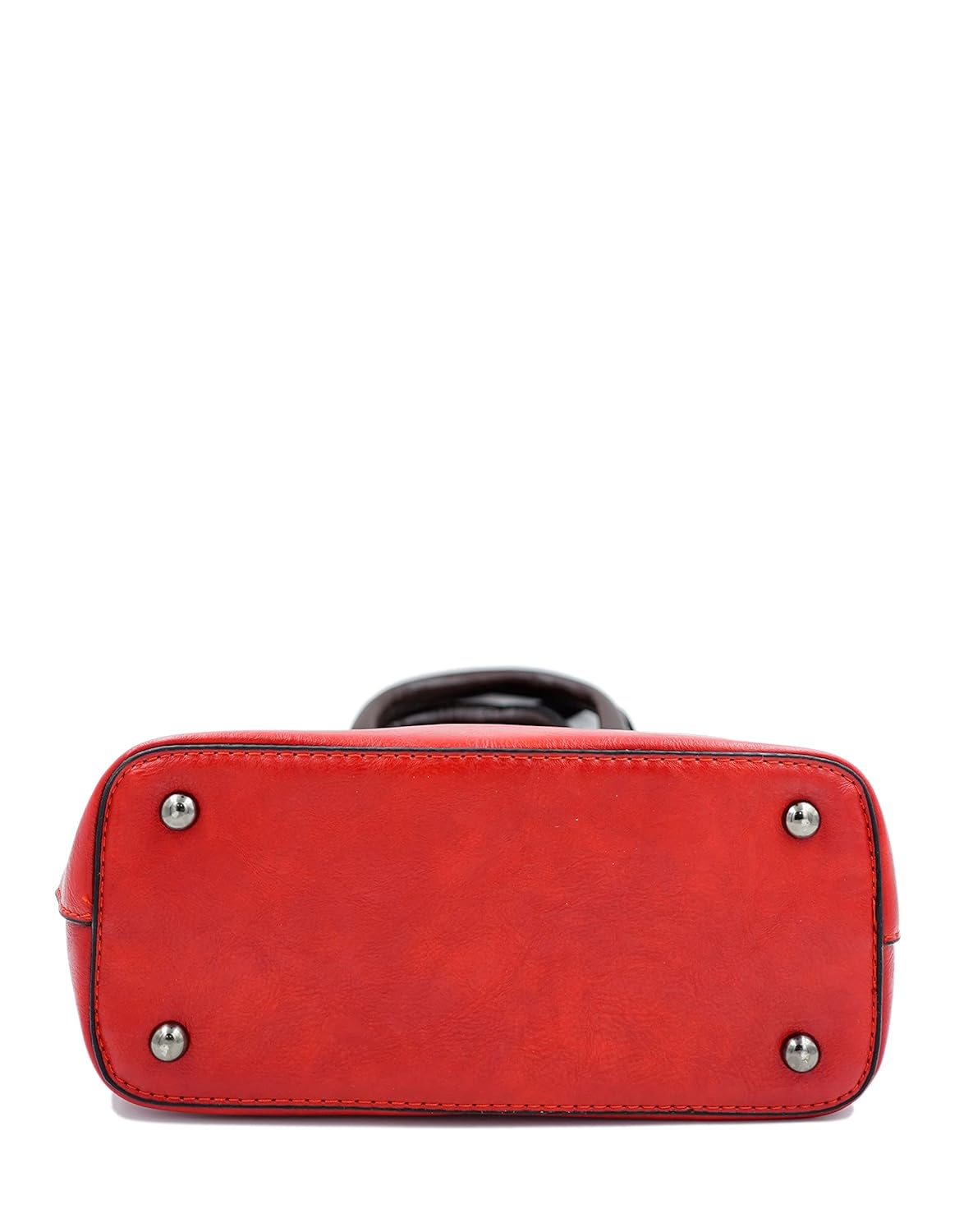 Bold Red Leather Handbag with Studded Straps