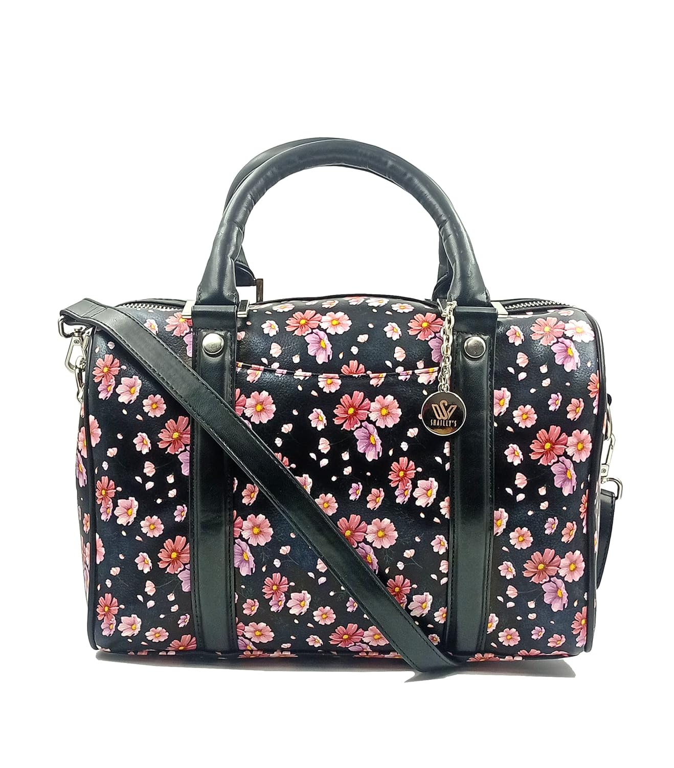 Floral printed Mini Duffle Bag in Black Color