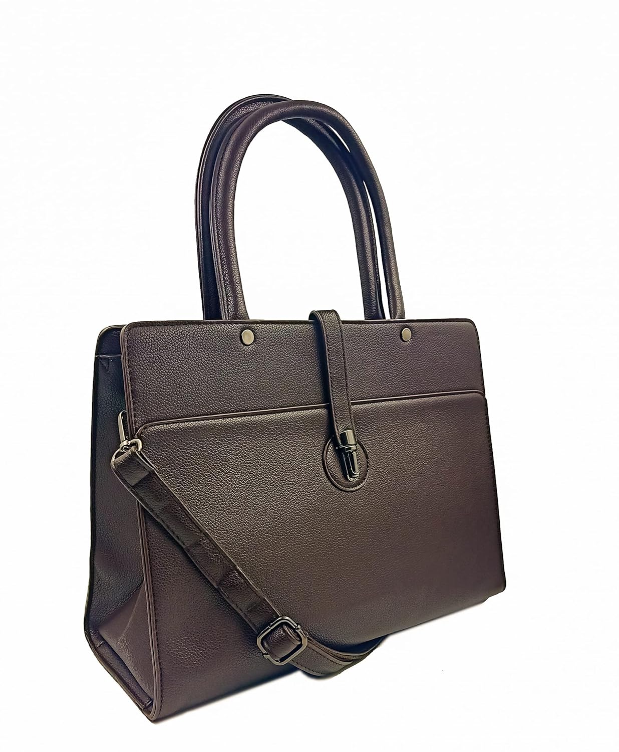 Sophisticated Faux Leather Hand Bag with Adjustable Strap