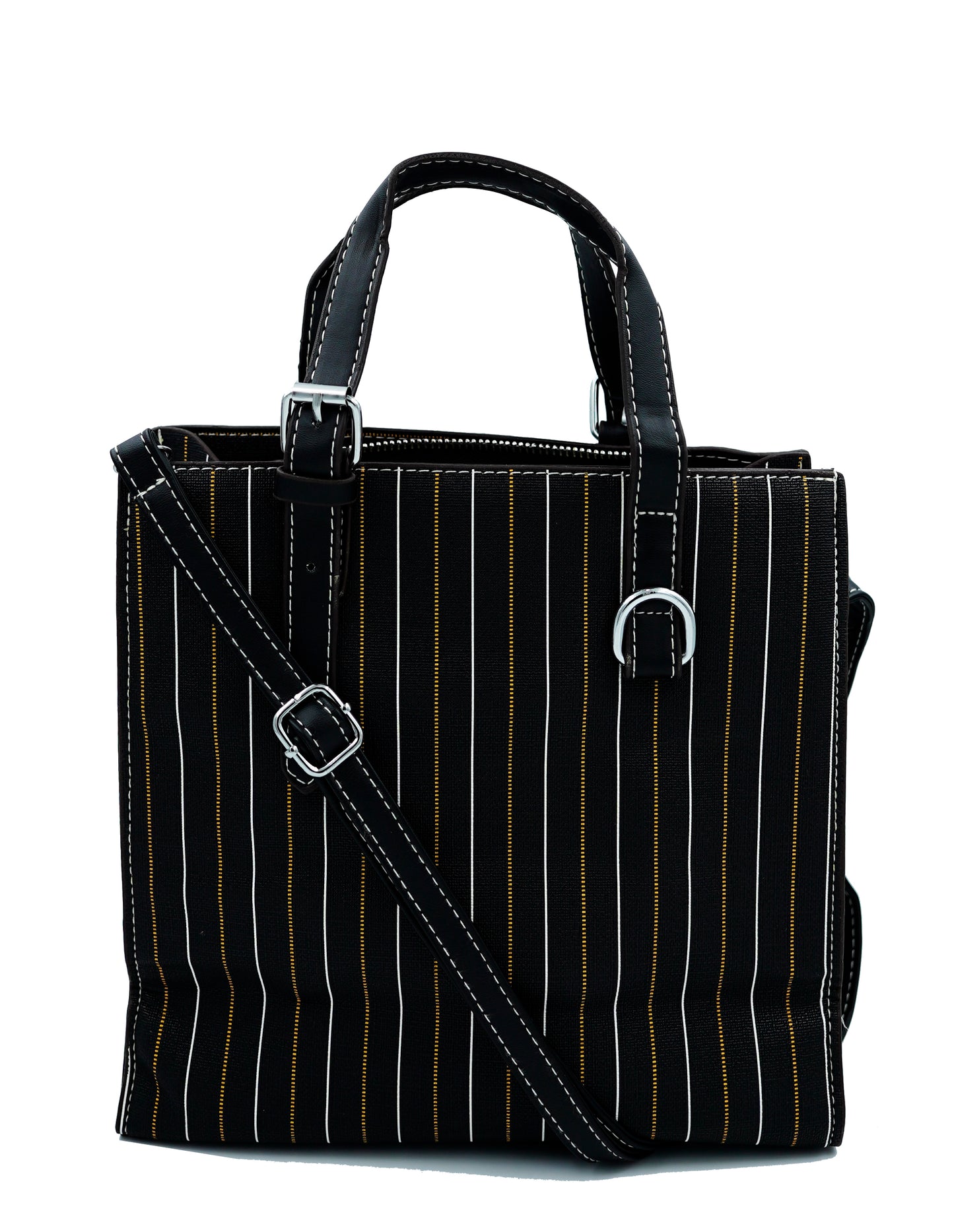 Textured-Checkered or Striped Handbag with crossbody strap