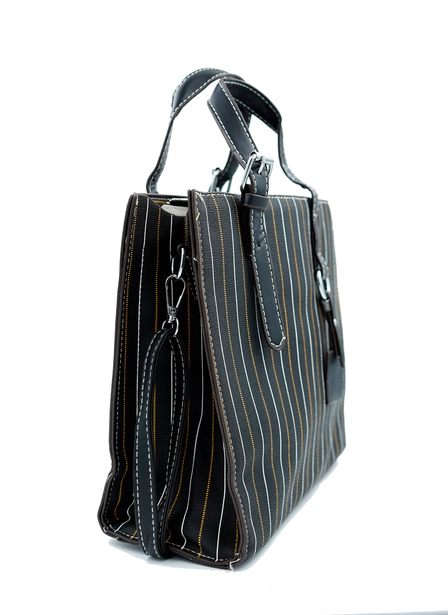 Textured-Checkered or Striped Handbag with crossbody strap