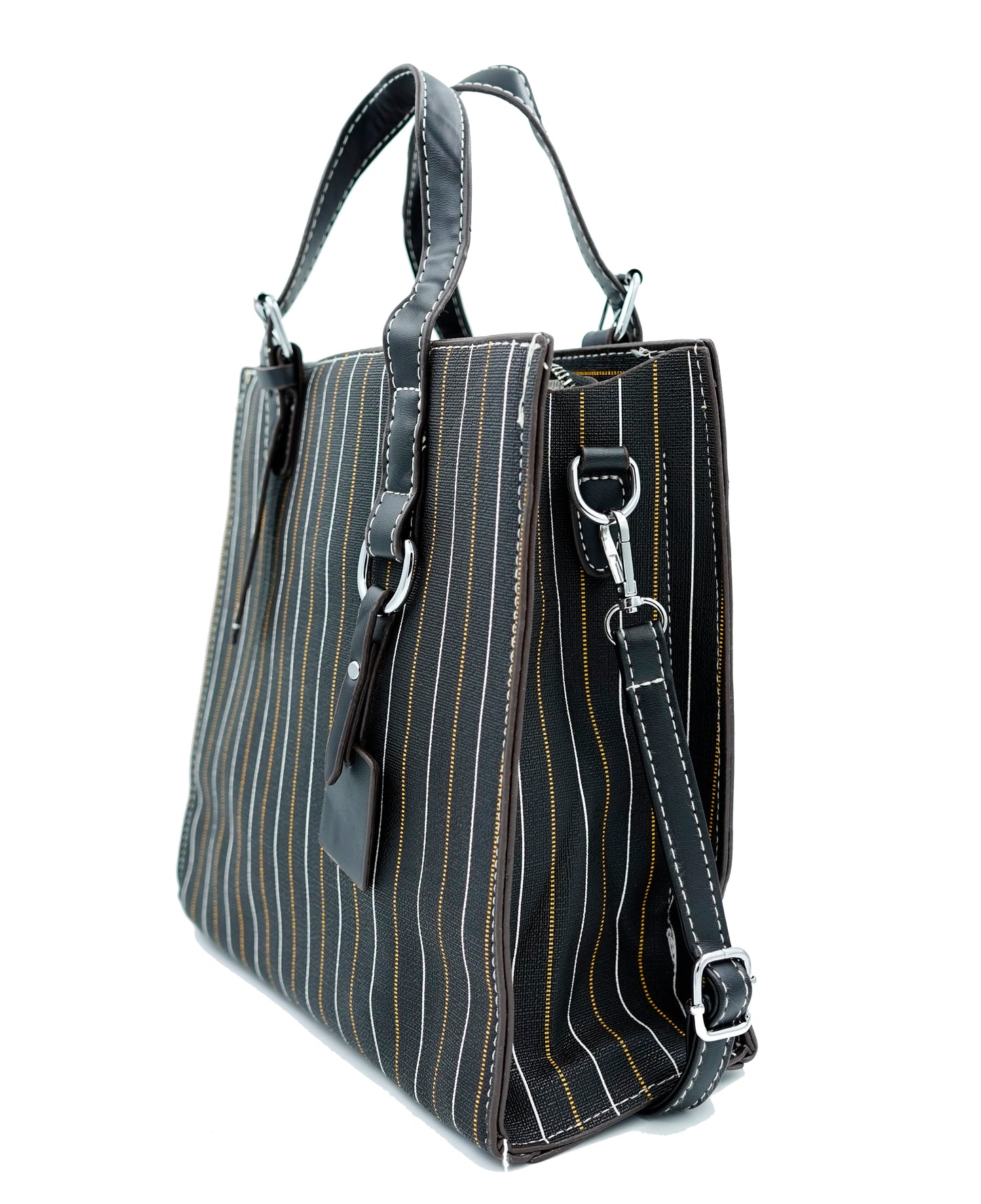 Textured-Checkered or Striped Handbag with crossbody strap