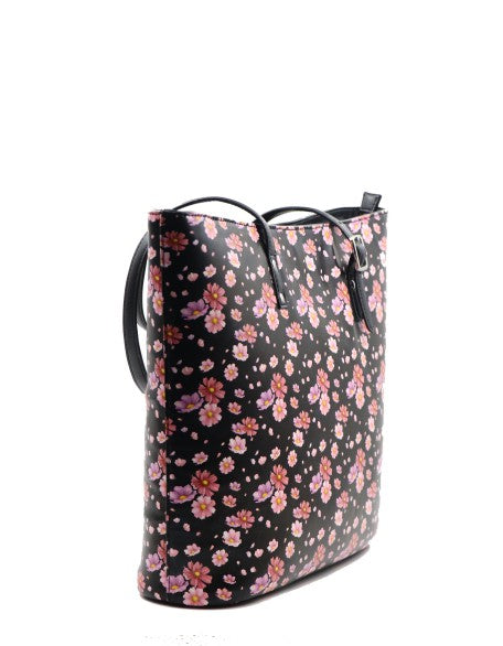 Floral Isabella Printed Tote Bag in black color