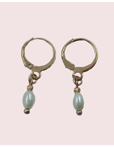 Handcrafted Drop Earrings with single Pearl Bead (SW-SJ-09)