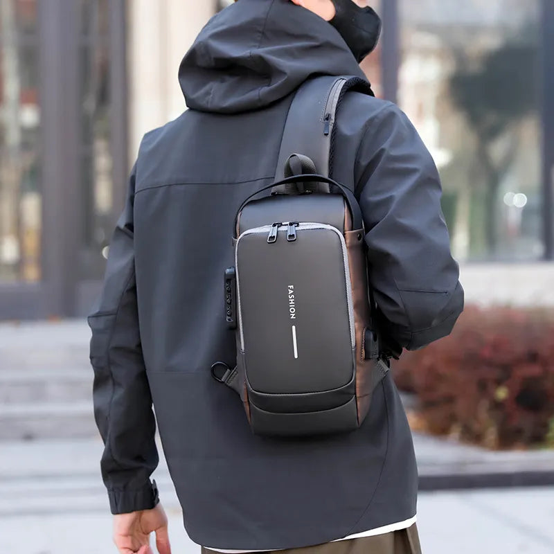 Anti-Theft Crossbody Sling Bag with USB Charging Port, Waterproof, Scratchproof Shoulder Backpack Lightweight, ChestBag