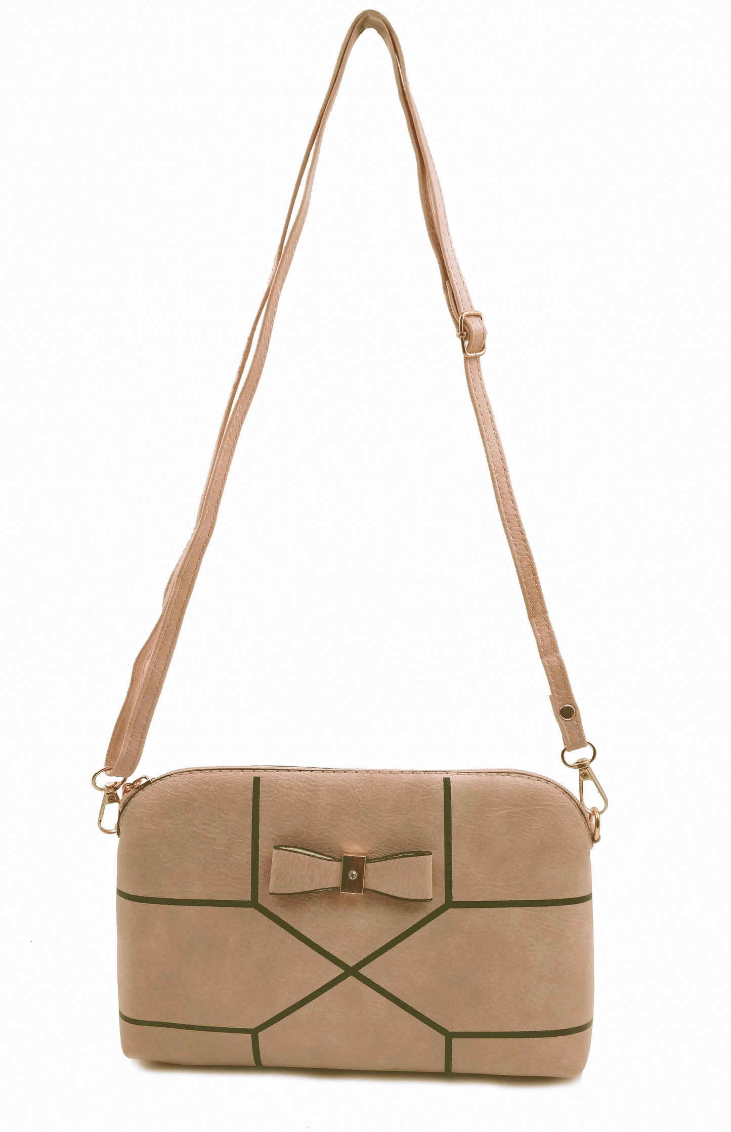 Bow & geometrical pattern printed crossbody bag