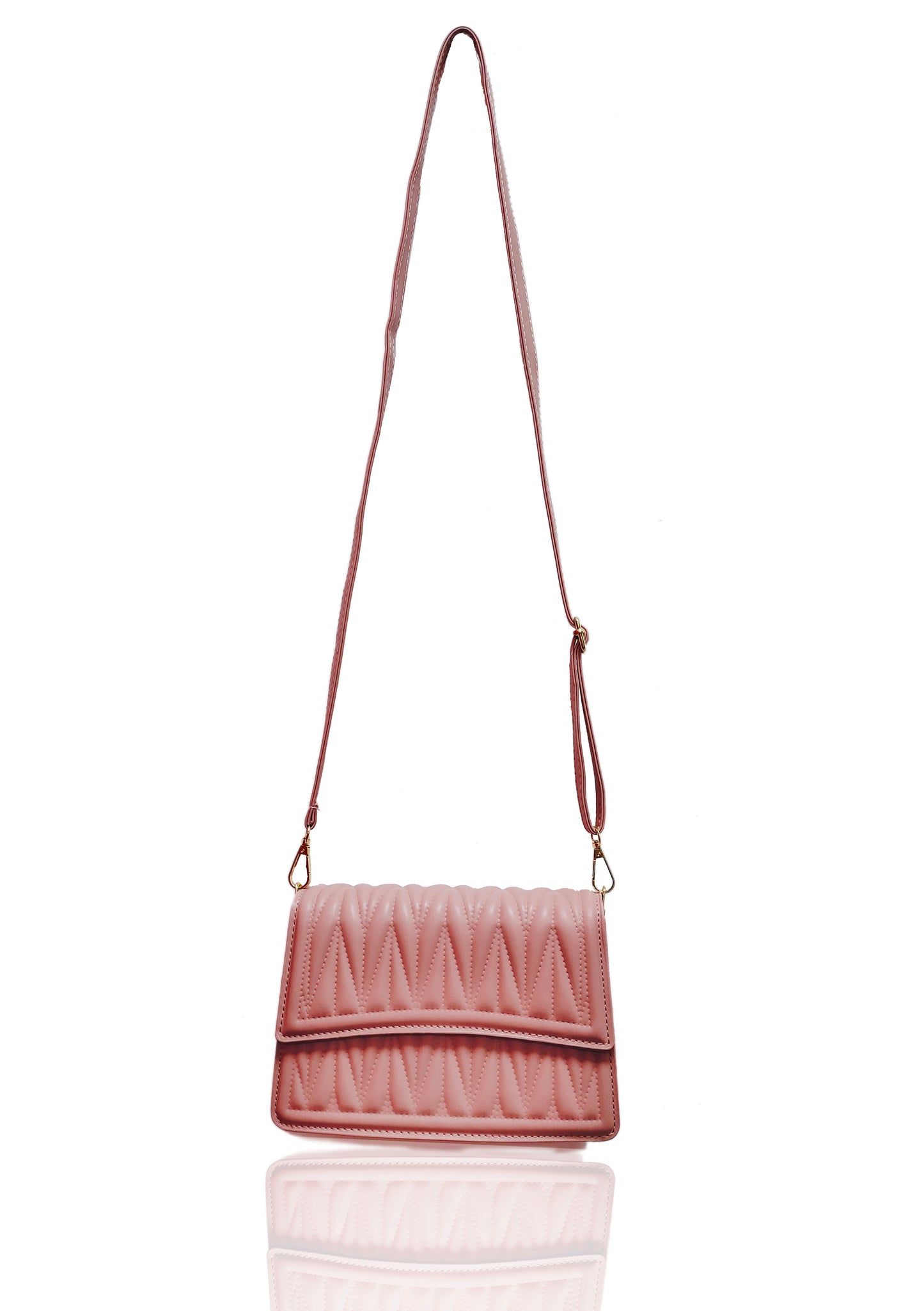 Chic Quilted Peach crossbody cum handbag with Gold Chain