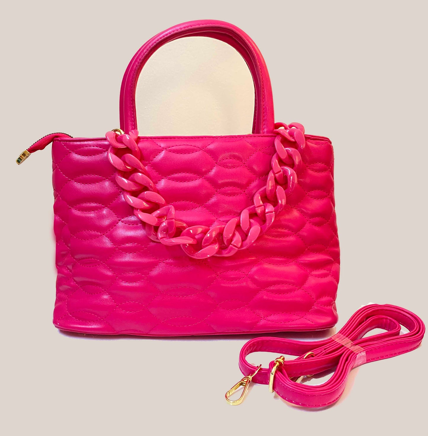 Vibrant Quilted Handbag with Chain Detail