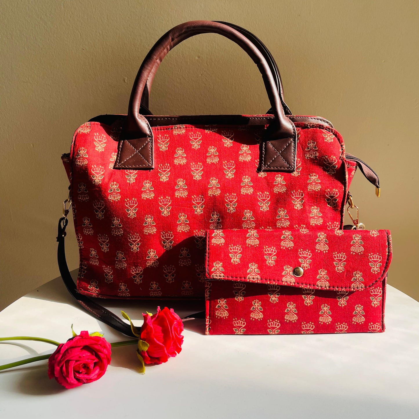 Regal Red Handbag and pouch set