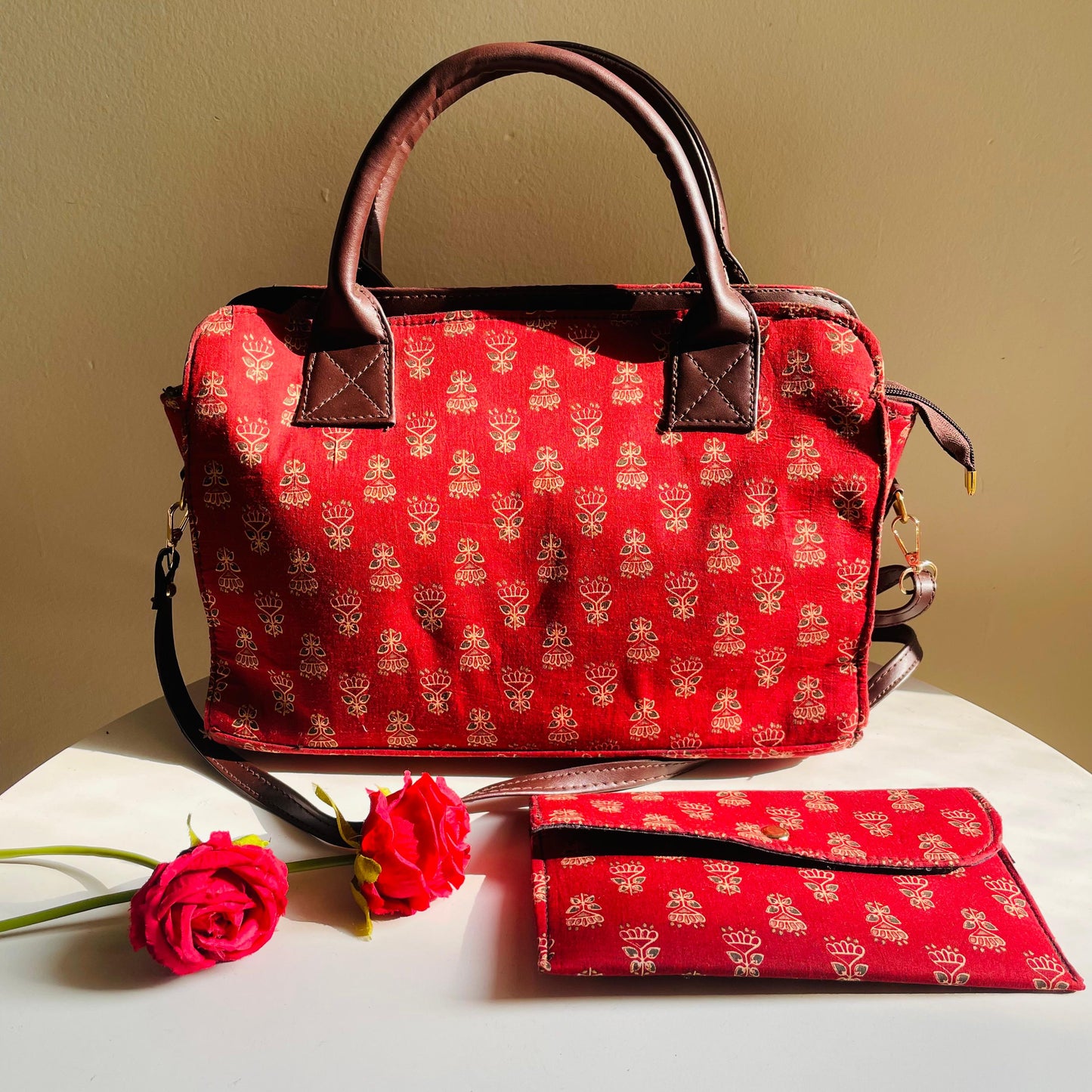 Regal Red Handbag and pouch set