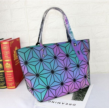 Luminous Geometric Pattern Tote Bag - Iridescent Design