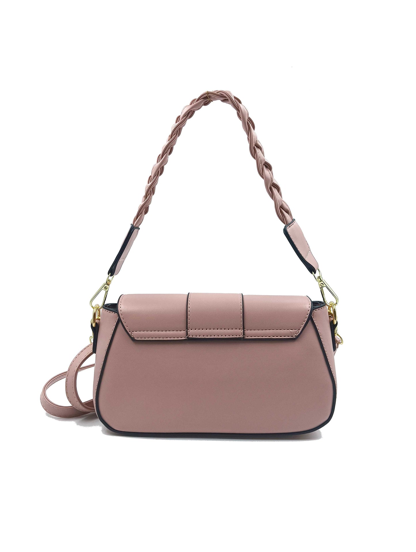 Elegant Mauve Braided Strap Crossbody Bag