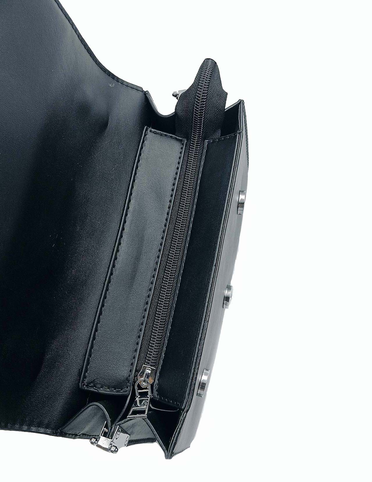 Elegant Black Leather Crossbody Bag with Buckle Accent