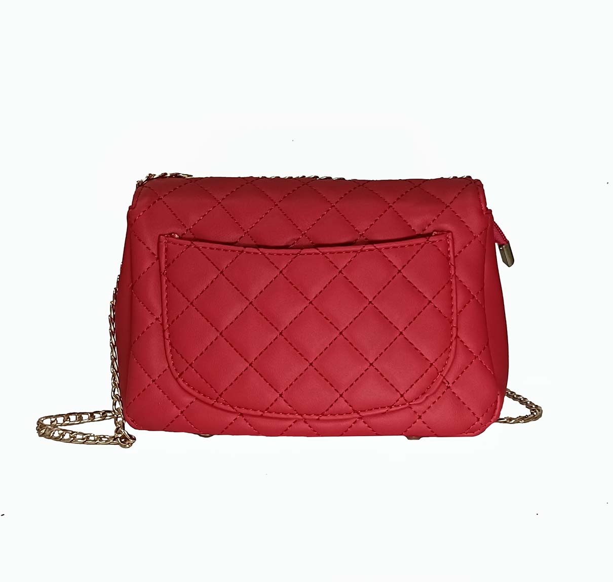 Trendy Quilted sling bag with metal chain strap & twisted lock