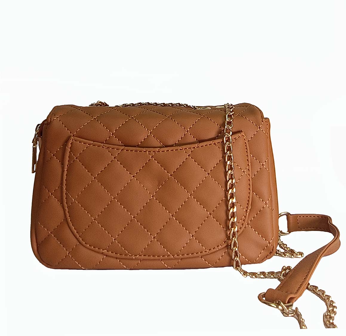 Trendy Quilted sling bag with metal chain strap & twisted lock