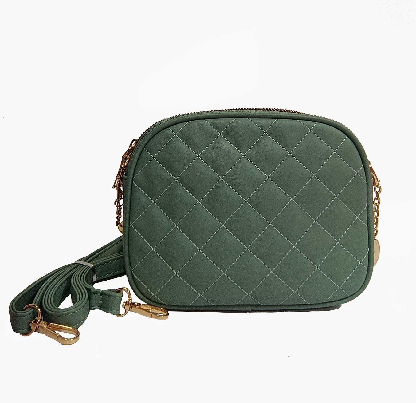 Quilted Sling bag with 3 zipper closure compartment