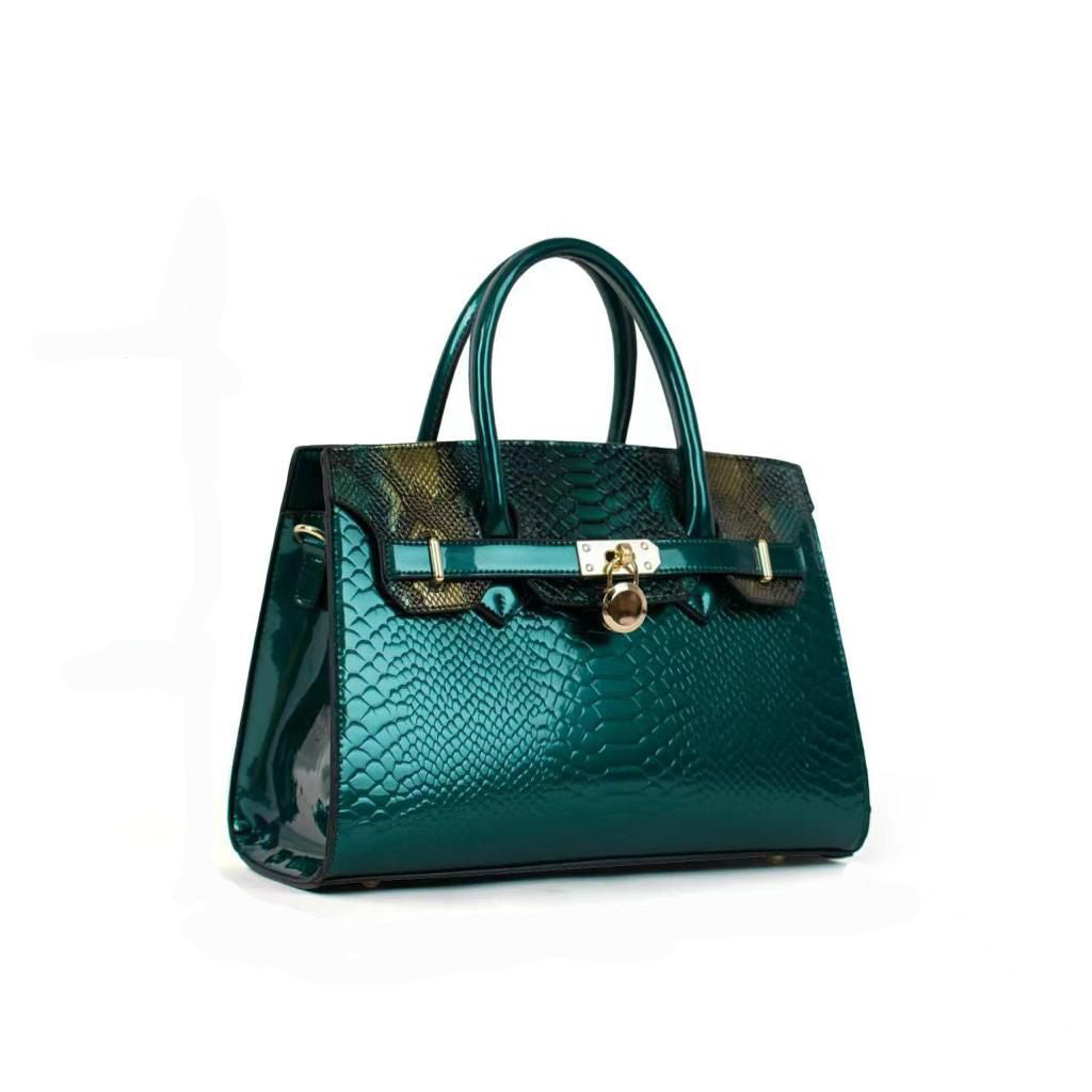 Luxurious Patent Snake printed Handbag cum Satchel bag