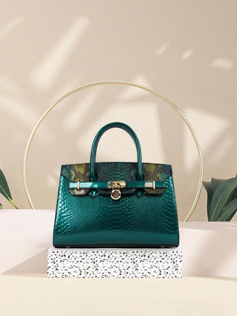 Luxurious Patent Snake printed Handbag cum Satchel bag