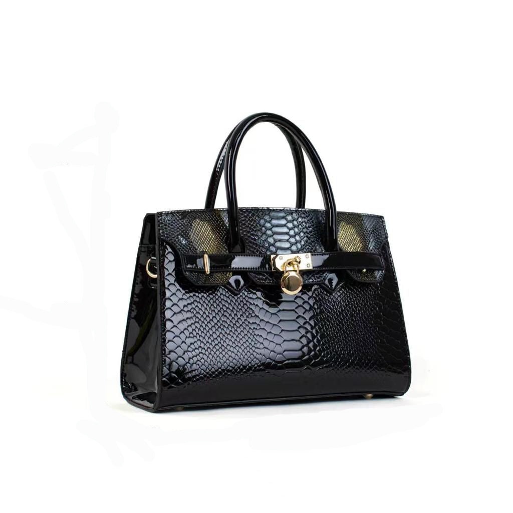 Luxurious Patent Snake printed Handbag cum Satchel bag