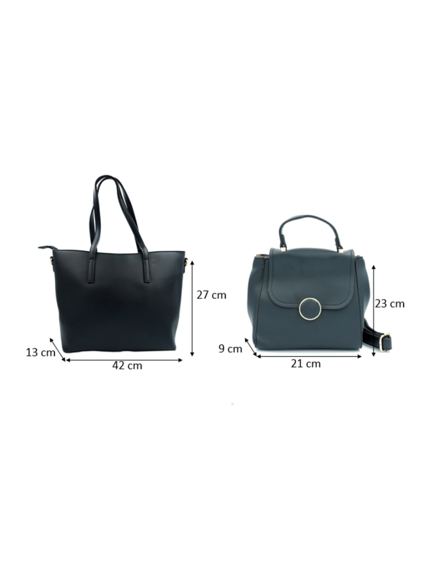 Stylish Black 2-in-1 Tote and Crossbody Bag Set