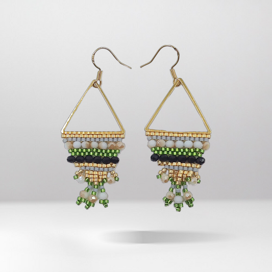 Handcrafted Triangle Drop Beaded Earrings (SW-SJ-53)