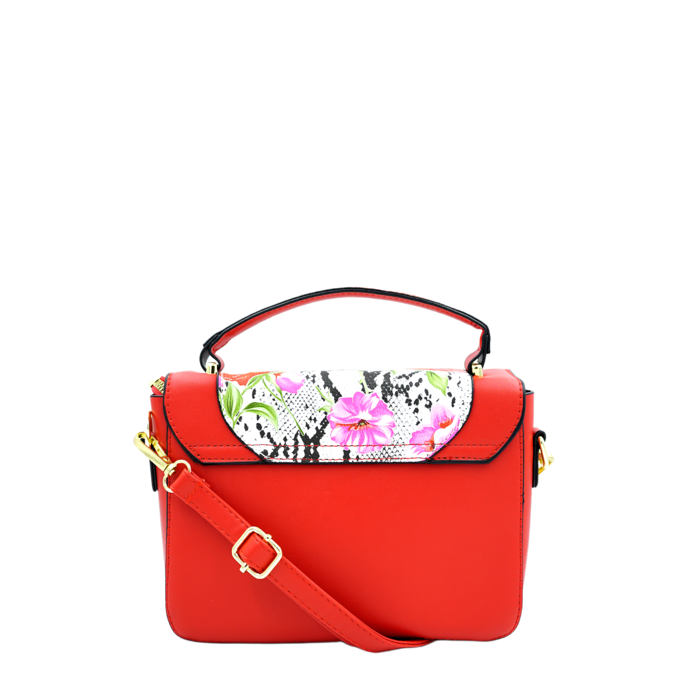 Elegant Floral Satchel Bag with Twisted Turn Lock