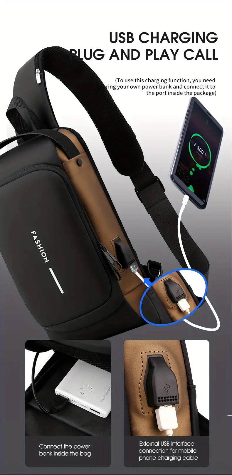 Anti-Theft Unisex Crossbody Sling Bag, Chestbag