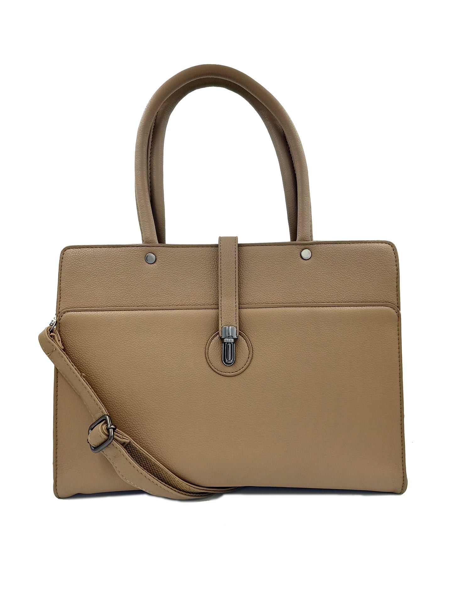 Sophisticated Faux Leather Hand Bag with Adjustable Strap