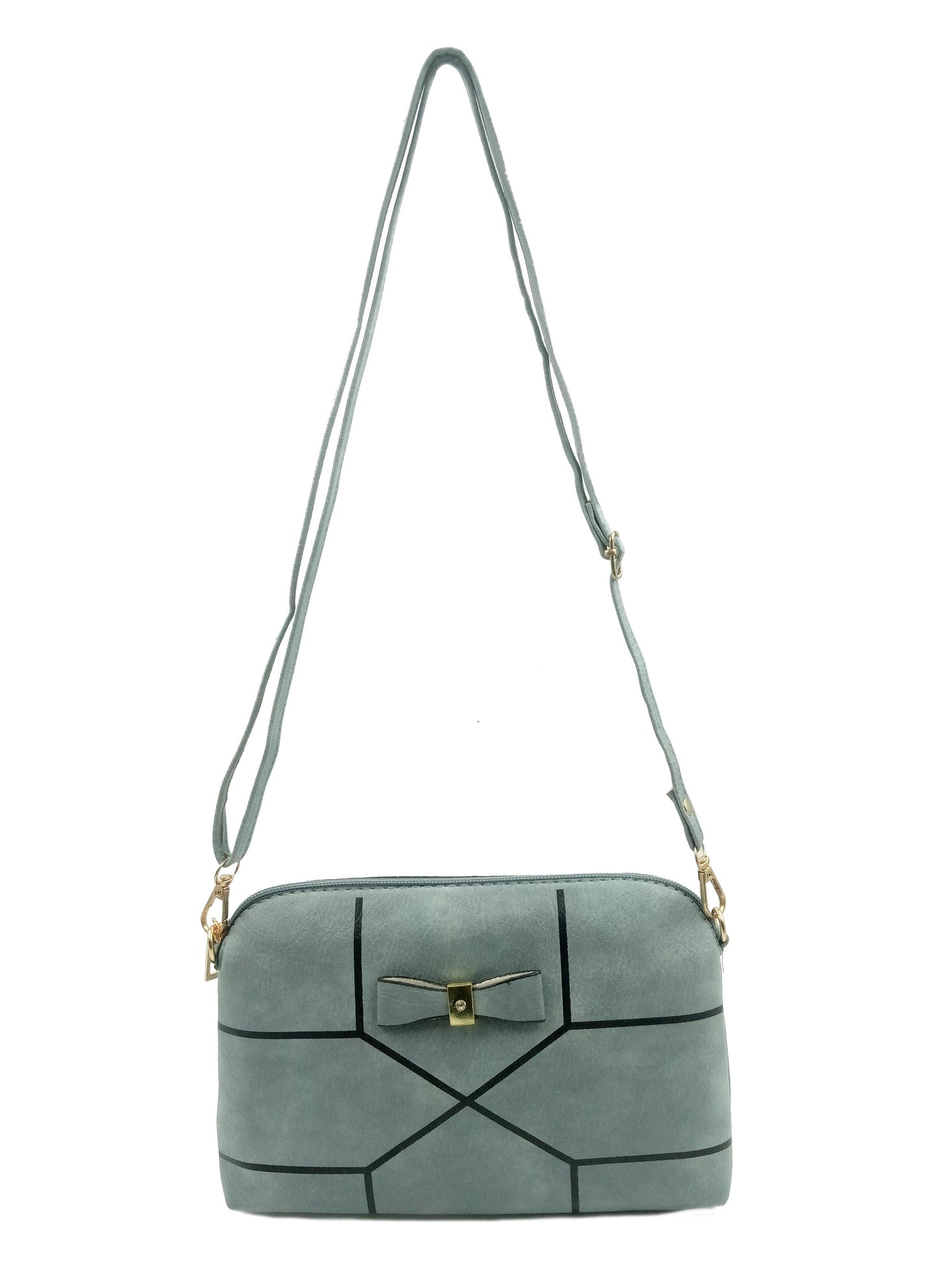 Bow & geometrical pattern printed crossbody bag