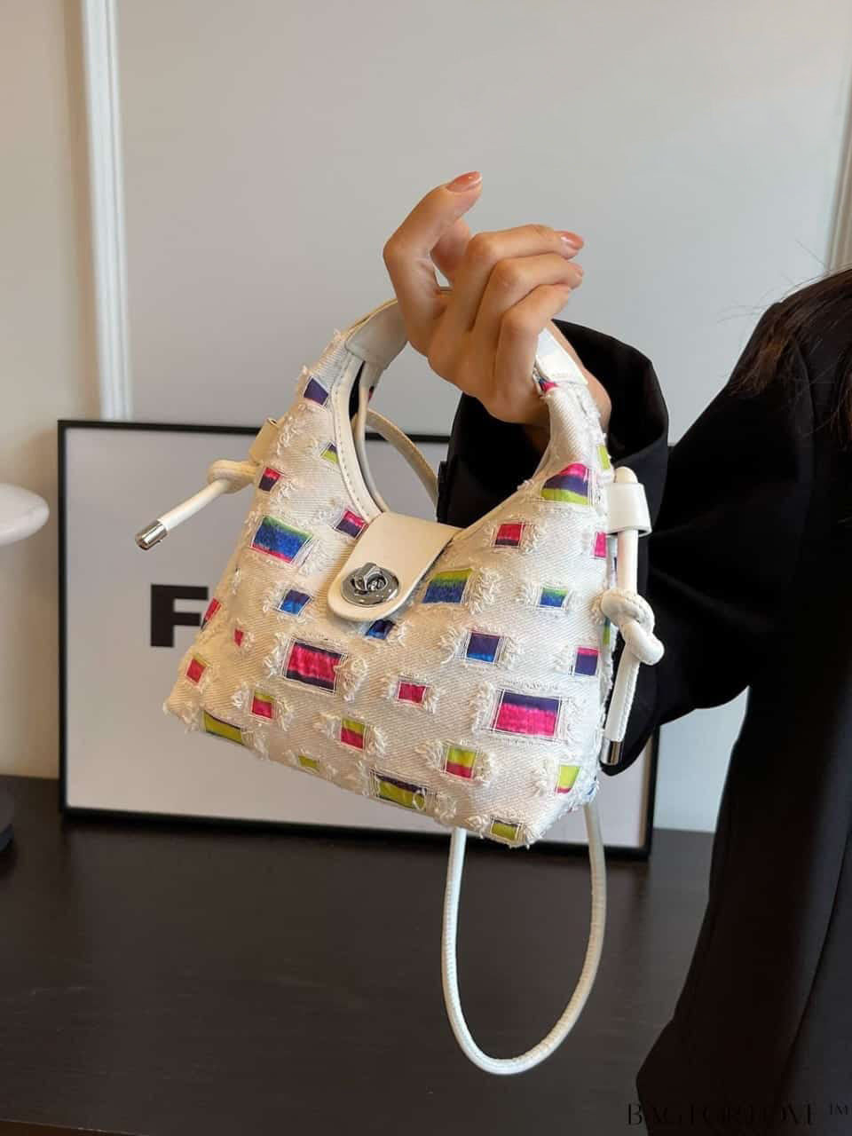 Chic Multicolor Patterned Mini Handbag cum Sling