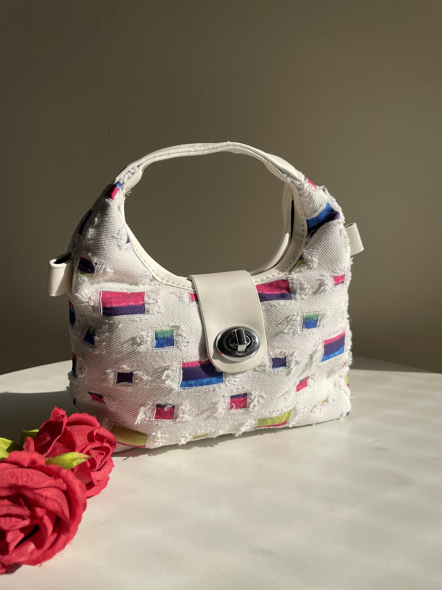 Chic Multicolor Patterned Mini Handbag cum Sling