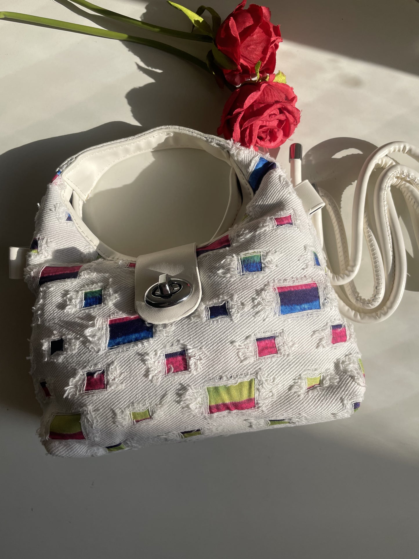 Chic Multicolor Patterned Mini Handbag cum Sling