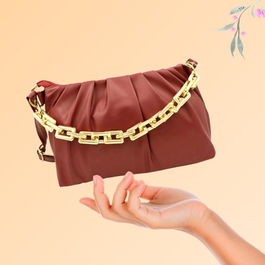 Handbag-cum-Sling Bag with gold chain detail