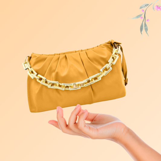 Handbag-cum-Sling Bag with gold chain detail