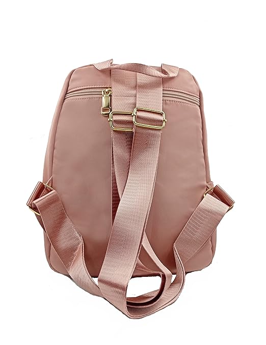 Stylish Peach Nylon Backpack for Young Girls – Lightweight & Functional