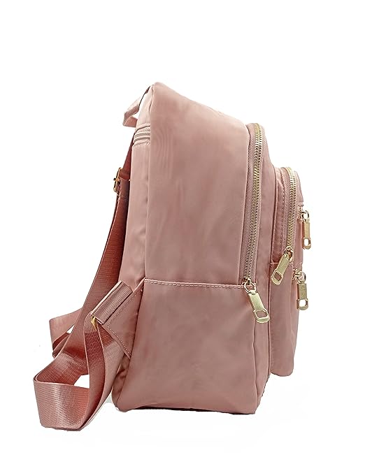 Stylish Peach Nylon Backpack for Young Girls – Lightweight & Functional