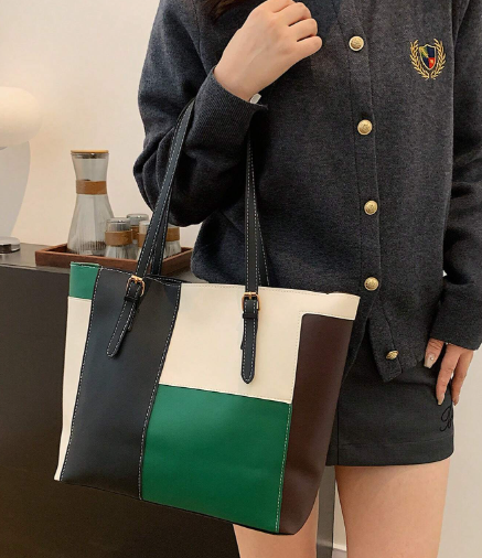 Colorblock Unlined Tote Bag