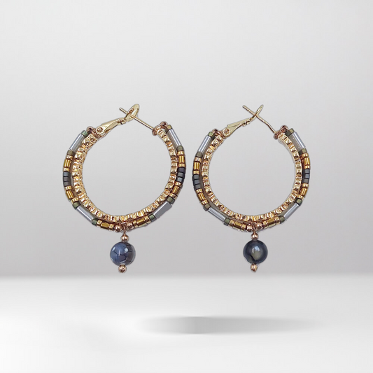 Handcrafted Beaded Hoop Earrings (SW-SJ-49)