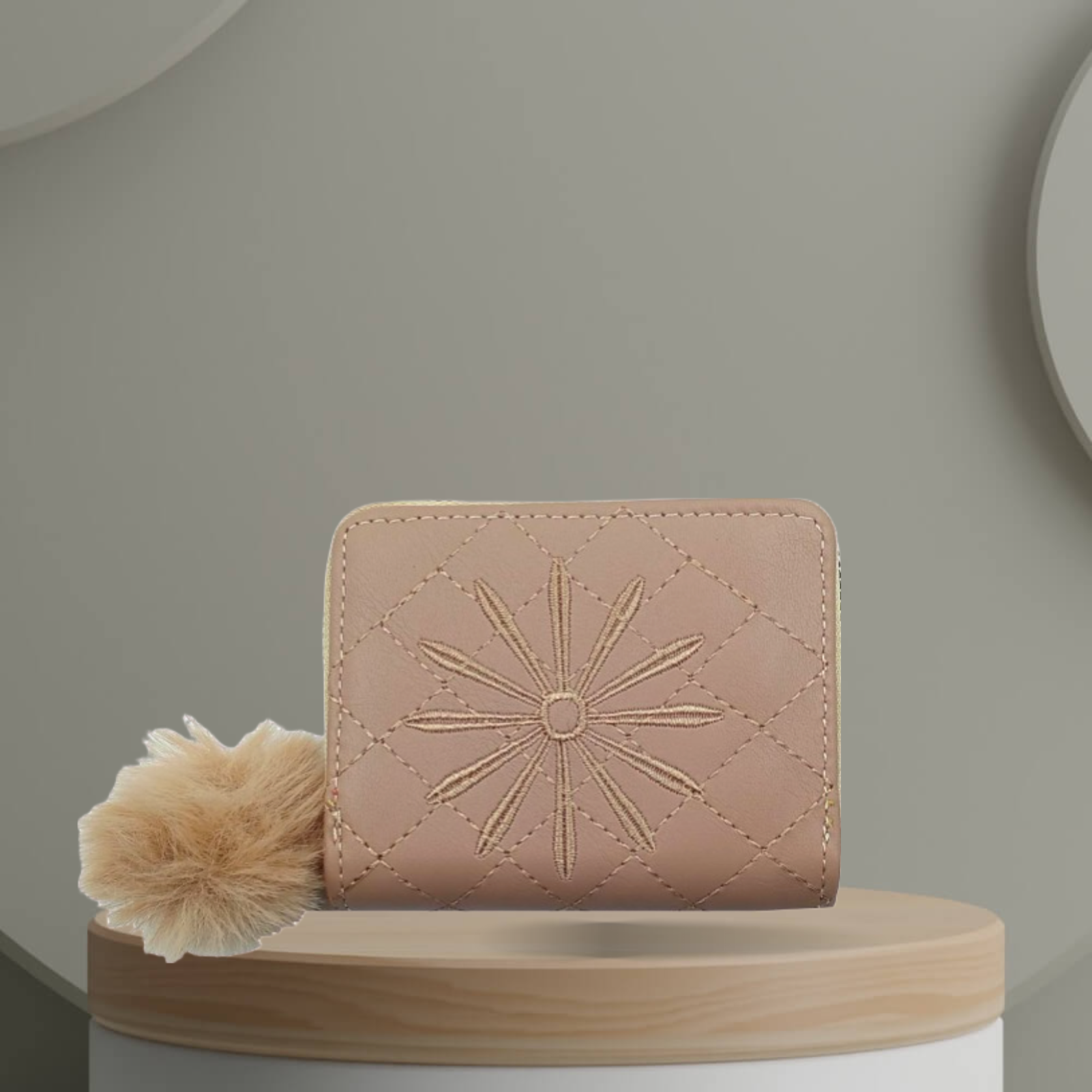 Beige Wallet Mini Wallet in Beige with floral embroidery design – Shailly's