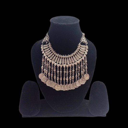 Silver Metal Tribal Coined necklace (SW-D-03)