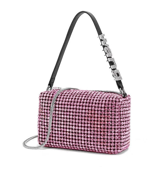 Sparkling Rhinestone Shoulder Bag with Chain Strap