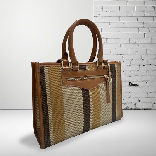 Beige Striped Totebag