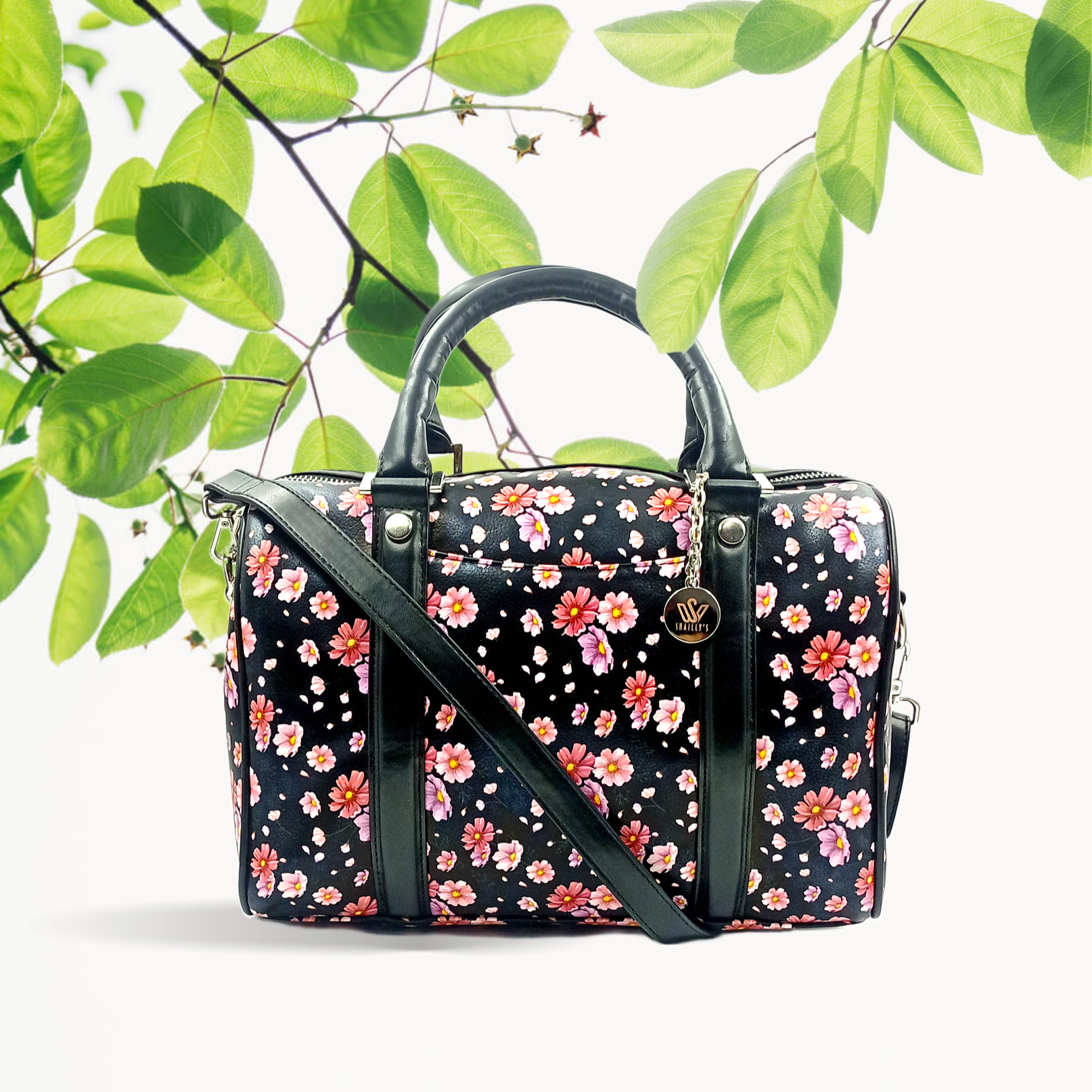 Black Floral Duffelbag