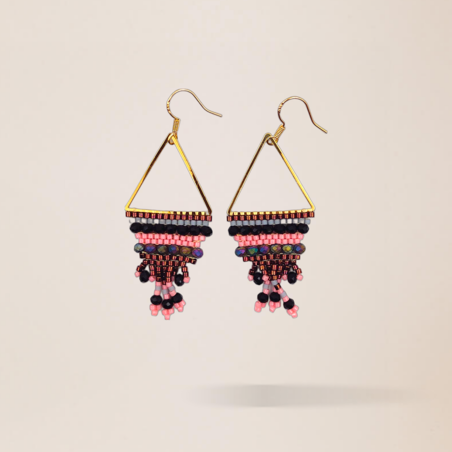 Handcrafted Triangle Drop Beaded Earrings (SW-SJ-53)