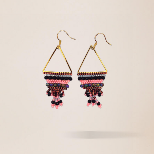 Handcrafted Triangle Drop Beaded Earrings (SW-SJ-53)