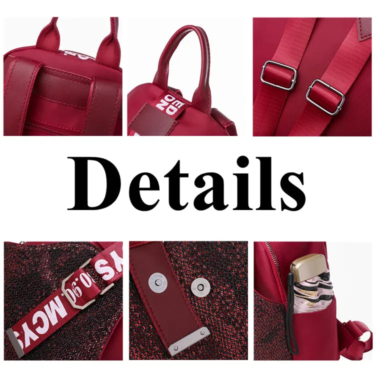 Trendy Maroon Red "Limited Edition" Backpack with sequins front & Stylish Strap Detailing